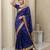 Blue woven zari buti & peacock pallu work silk blend fabric traditional festive style paithani style saree