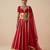 Crimson Red Embroidered Raw Silk Lehenga Set