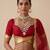 Crimson Red Embroidered Raw Silk Lehenga Set