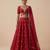 Red Embroidered Raw Silk Lehenga Set