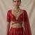 Red Embroidered Raw Silk Lehenga Set