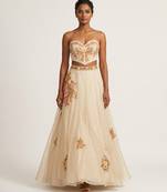 Ivory Embroidered Raw Silk Lehenga Set