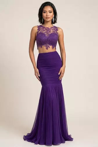 Purple Georgette Indo Western Lehenga Set