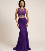 Purple Georgette Indo Western Lehenga Set