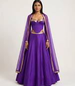 Purple Silk Corset Top Lehenga Set