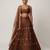 Brown Embroidered Silk Lehenga Set