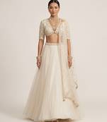 Ivory Embroidered Organza Lehenga Set