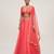 Coral Pink Embroidered Organza Lehenga Set