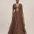 Chocolate Brown Embroidered Organza Lehenga Set