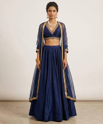 Midnight Blue Silk Lehenga Set 1