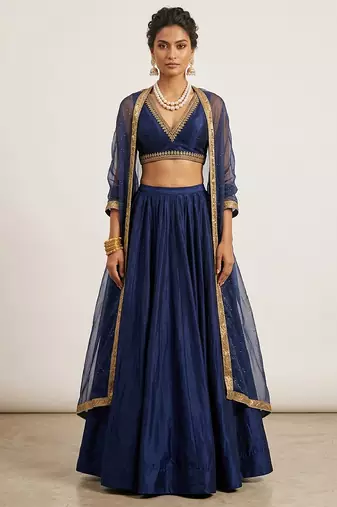 Midnight Blue Silk Lehenga Set