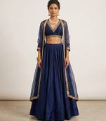 Midnight Blue Silk Lehenga Set