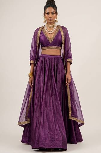 Royal Purple Silk Lehenga Set