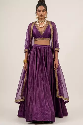 Royal Purple Silk Lehenga Set