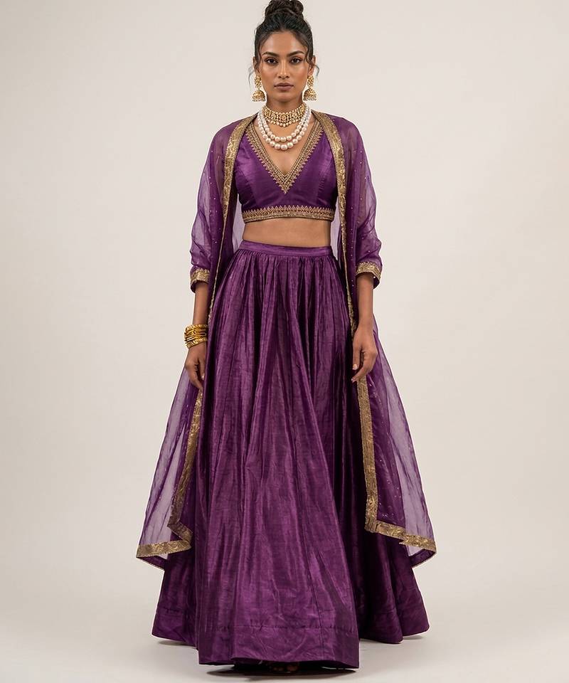 Royal Purple Silk Lehenga Set