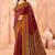 Maroon traditional floral print silk crepe modern style saree with blouse