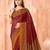 Maroon traditional floral print silk crepe modern style saree with blouse