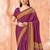 Purple traditional floral print silk crepe modern style saree with blouse