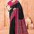 Black traditional floral print silk crepe modern style saree with blouse