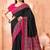 Black traditional floral print silk crepe modern style saree with blouse