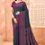 Slate grey traditional floral print silk crepe modern style saree with blouse