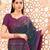 Slate grey traditional floral print silk crepe modern style saree with blouse