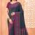 Slate grey traditional floral print silk crepe modern style saree with blouse