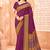 Wine traditional floral print silk crepe modern style saree with blouse