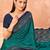 Sea green traditional floral print silk crepe modern style saree with blouse