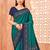 Sea green traditional floral print silk crepe modern style saree with blouse