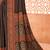 Coffee brown traditional floral print silk crepe modern style saree with blouse