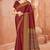 Maroon traditional floral print silk crepe modern style saree with blouse