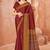 Maroon traditional floral print silk crepe modern style saree with blouse