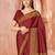 Maroon traditional floral print silk crepe modern style saree with blouse