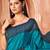 Sky blue traditional floral print silk crepe modern style saree with blouse
