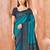Sky blue traditional floral print silk crepe modern style saree with blouse