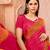 Rani pink traditional floral print silk crepe modern style saree with blouse