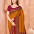 Mustard traditional floral print silk crepe modern style saree with blouse