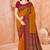 Mustard traditional floral print silk crepe modern style saree with blouse