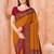 Mustard traditional floral print silk crepe modern style saree with blouse
