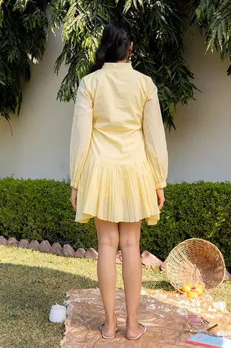 Yellow woven cotton dress