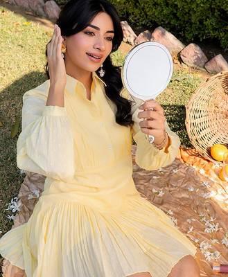 Yellow woven cotton dress 5