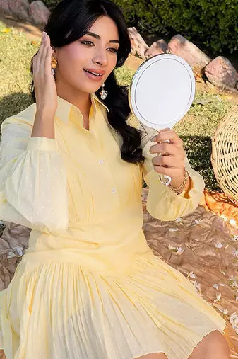 Yellow woven cotton dress