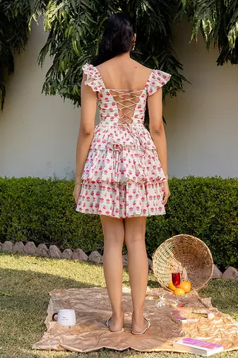 Off-white woven cotton dress
