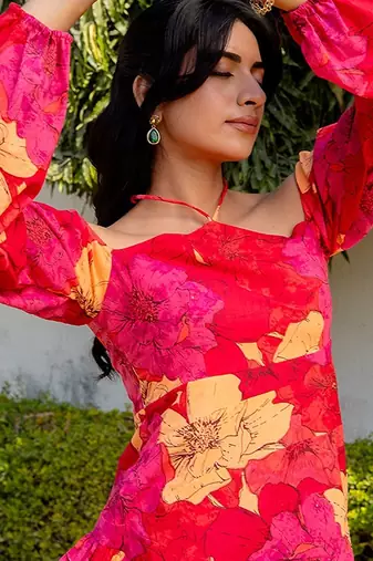 Red woven cotton dress