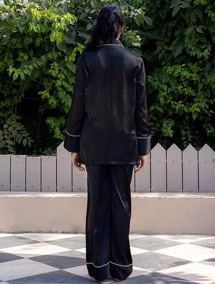 Black plain satin pant shirt 5