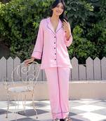 Pink plain satin pant shirt