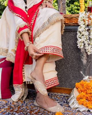 Beige pure silk plain top pant with dupatta 3