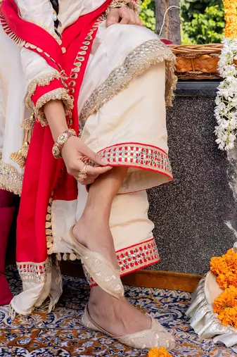 Beige pure silk plain top pant with dupatta