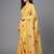Yellow woven linen saree with blouse piece